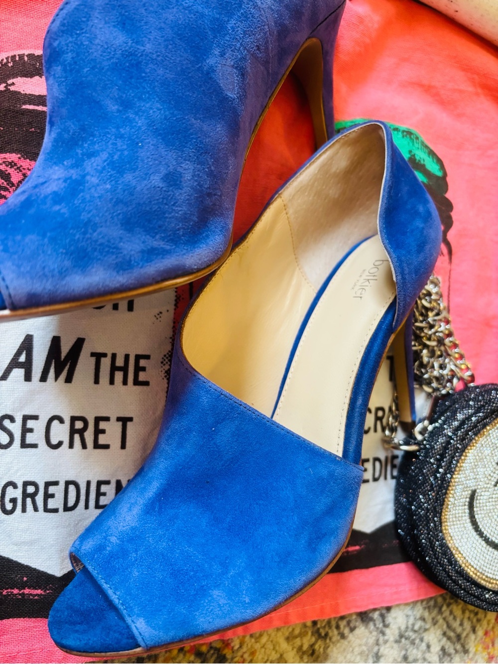 Cobalt Blue Suede Peep Toe Stiletto Heels Botkier Womens 8